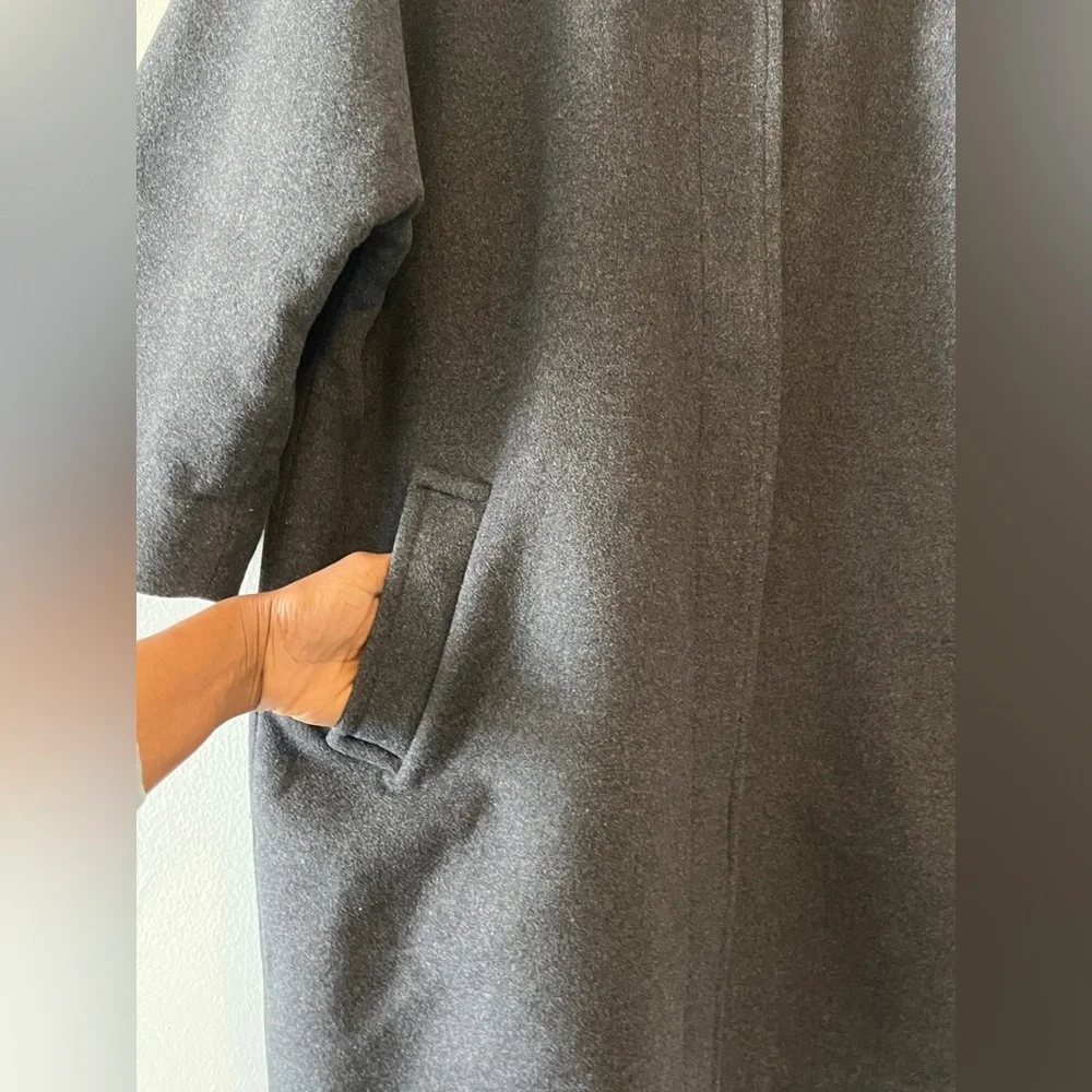 Aritzia Wilfred Dark Gray Wool & Cashmere High Collar Kimono Sleeves Coat Medium - Picture 10 of 16